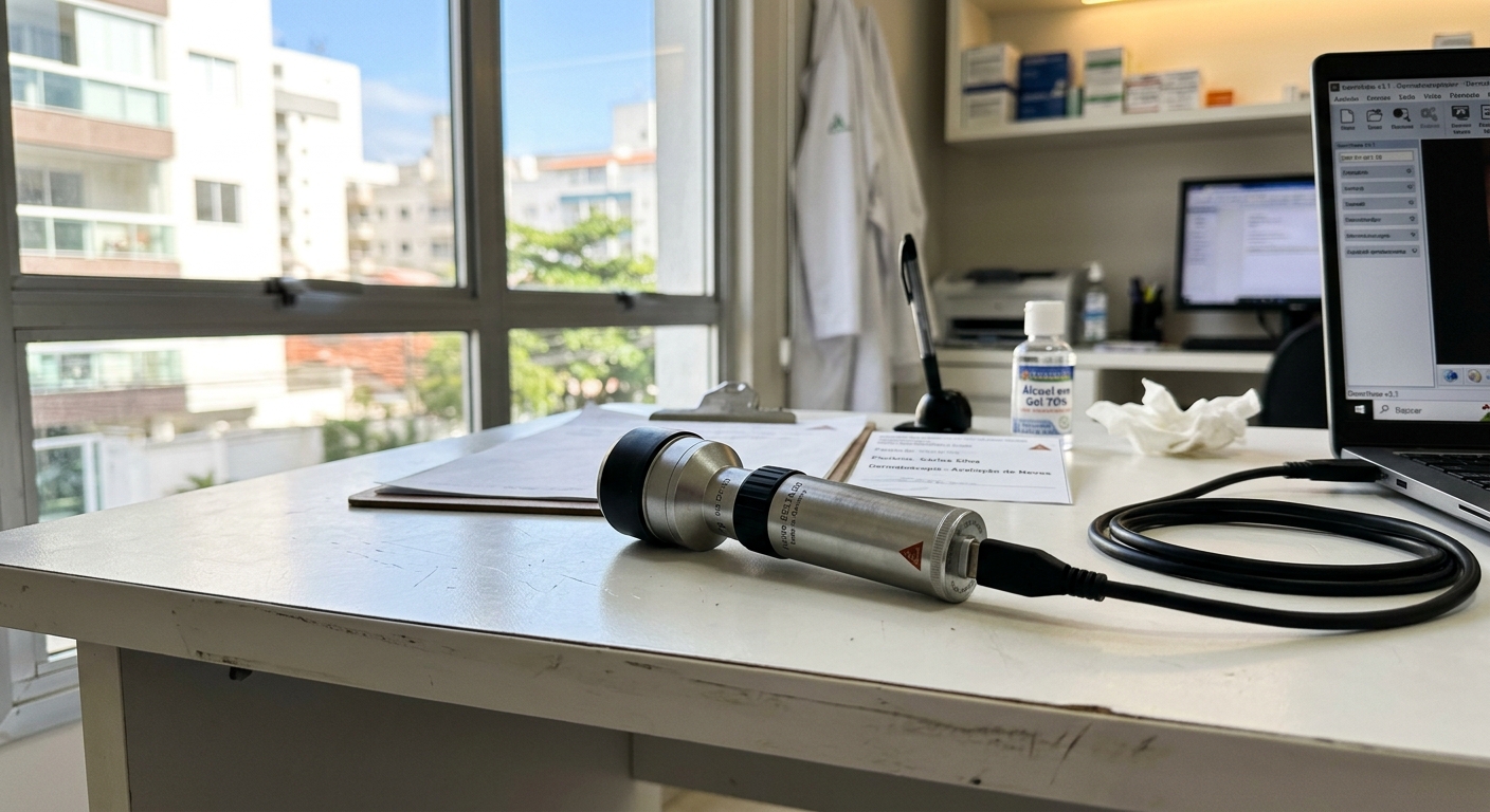 Dermatoscópio em consultório dermatológico